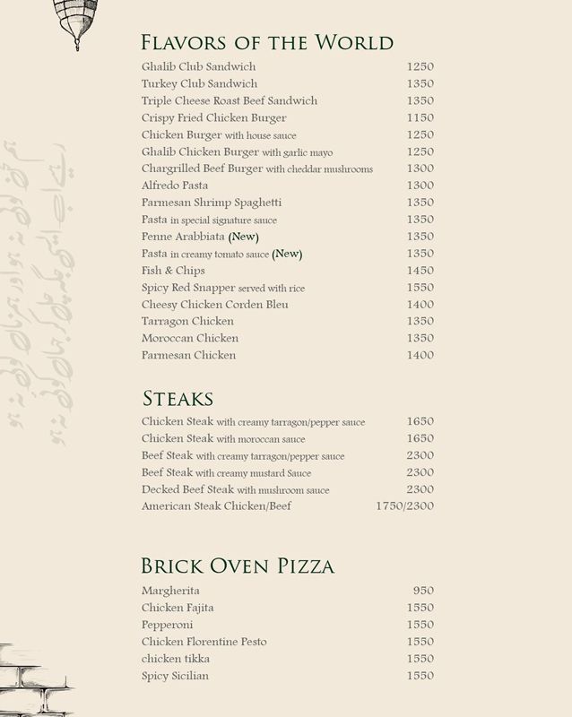 Ghalib Restaurant menu