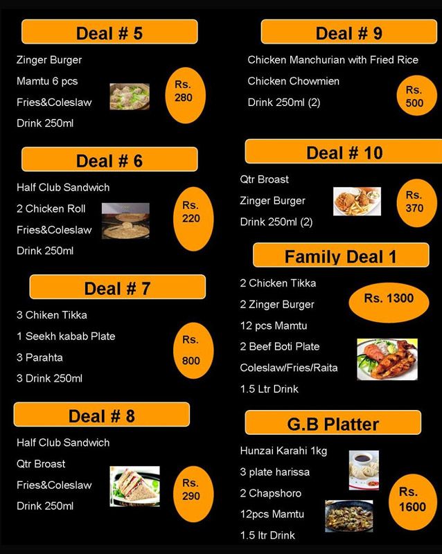 Gileeto Biyaak menu