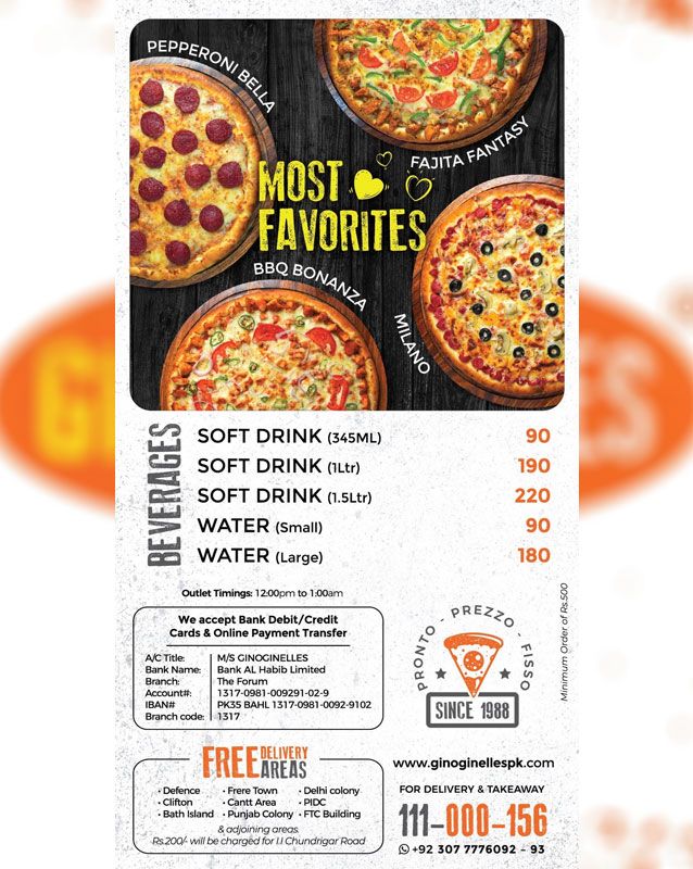 GinoGinelles menu