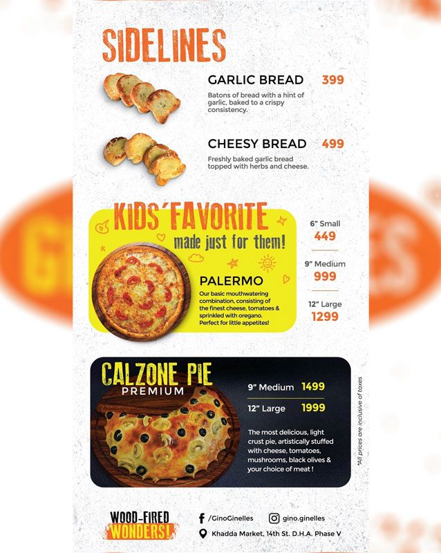 GinoGinelles menu