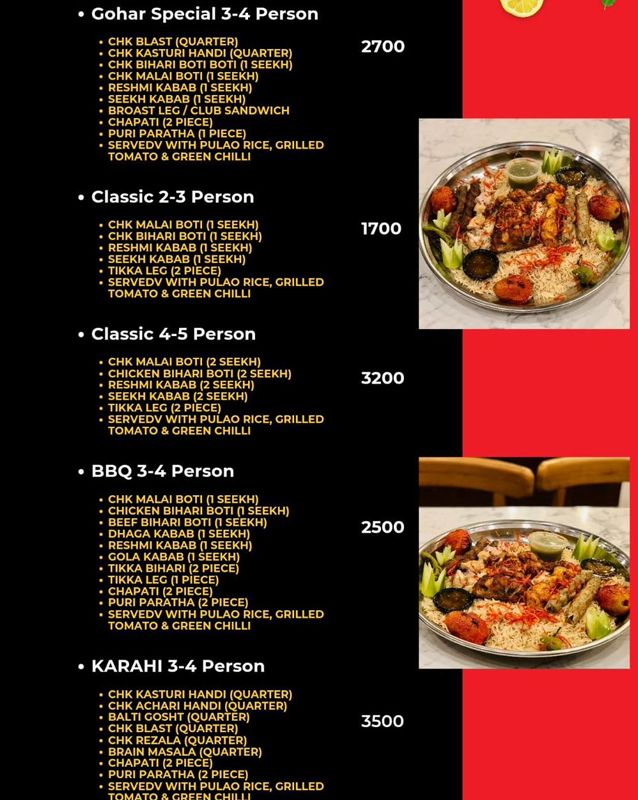 Gohar Restaurant menu