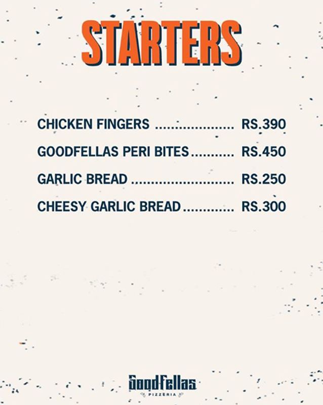 Goodfellas Pizzeria menu