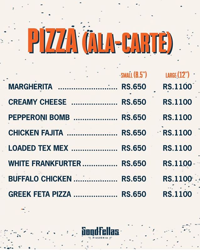 Goodfellas Pizzeria menu