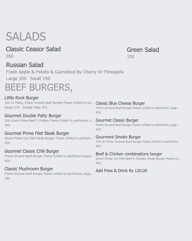 Gourmet Burger Company menu
