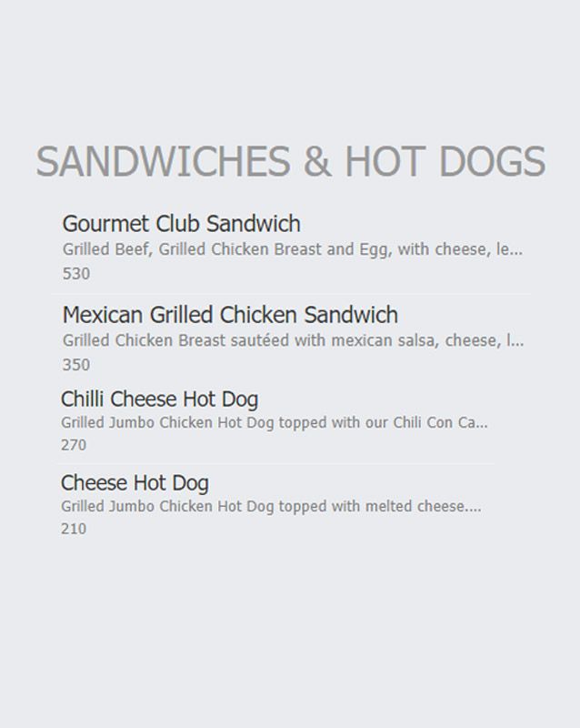 Gourmet Burger Company menu
