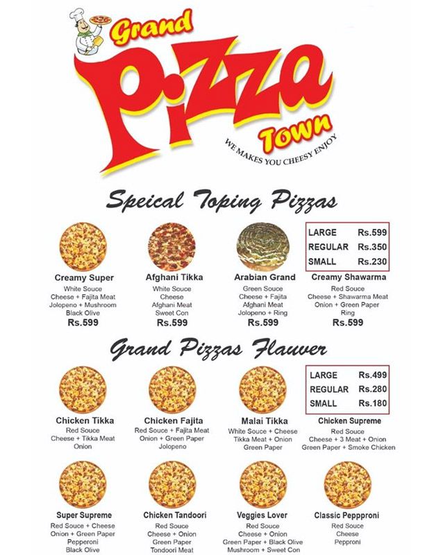 Grand Pizza Town menu