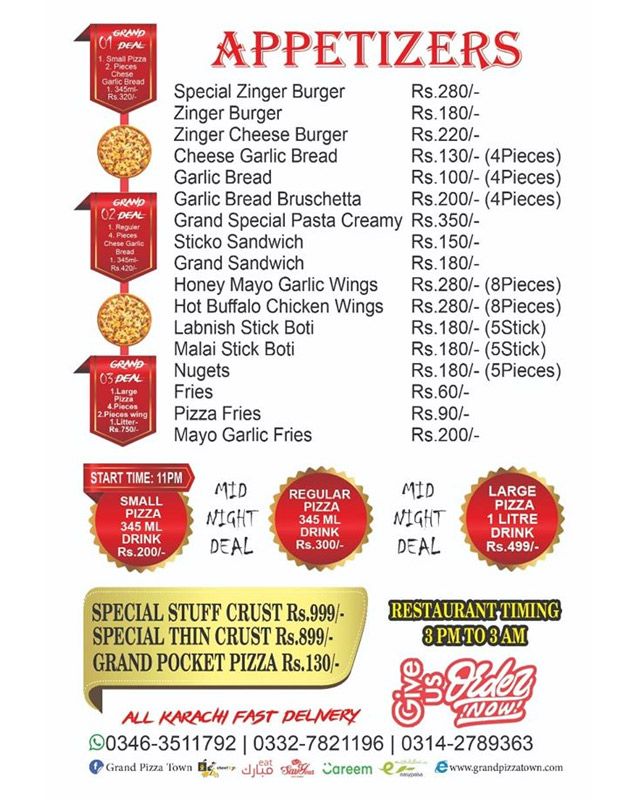 Grand Pizza Town menu