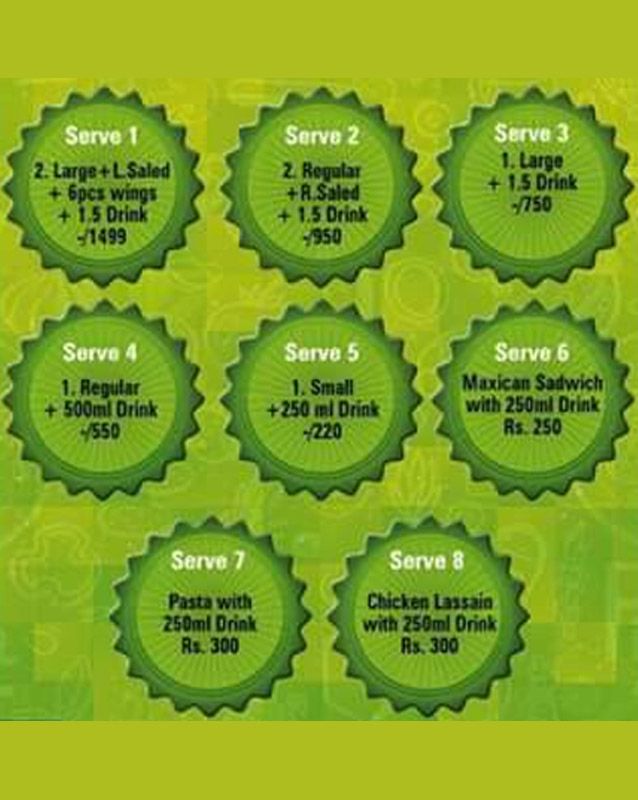 Green Pizza menu