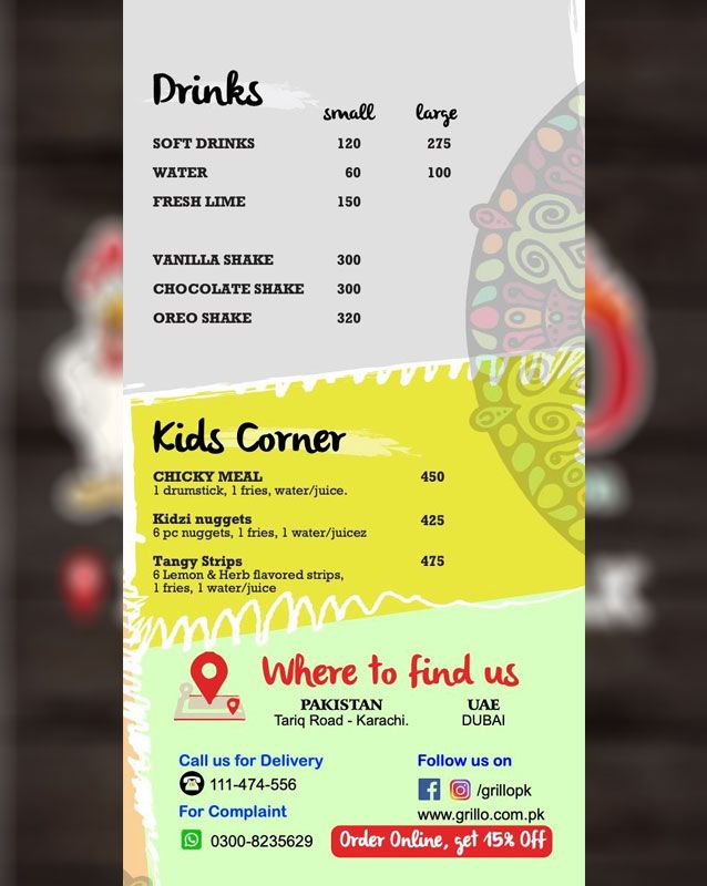 Grill'O - The Healthier Option menu