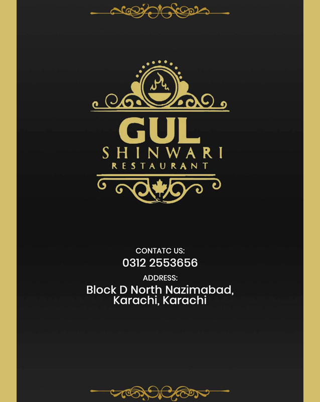 Gul Shinwari Restaurant menu