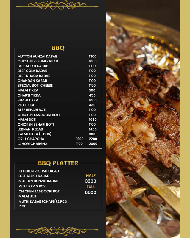 Gul Shinwari Restaurant menu