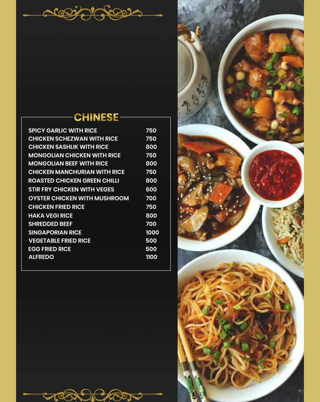 Gul Shinwari Restaurant menu