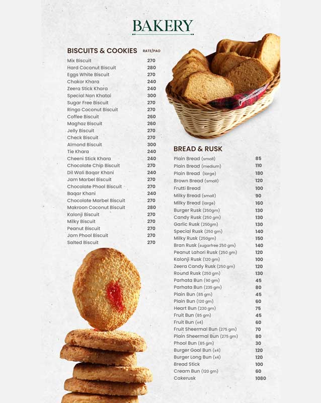Hafiz Sweets menu