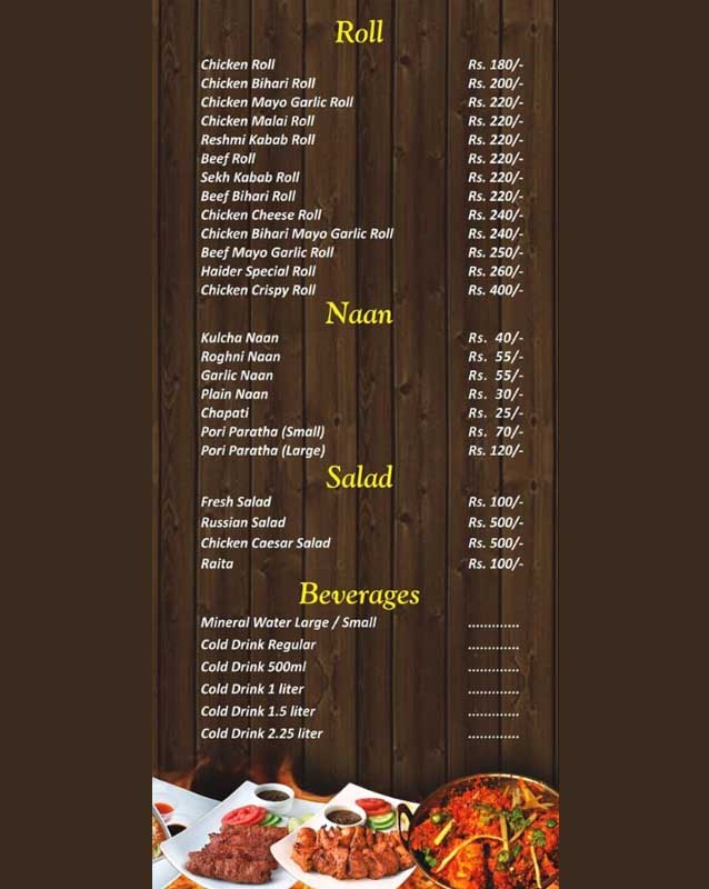 Haider Fast Food & BBQ menu
