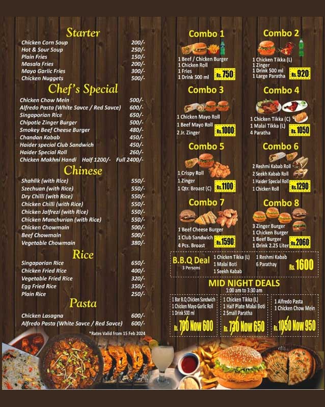 Haider Fast Food & BBQ menu