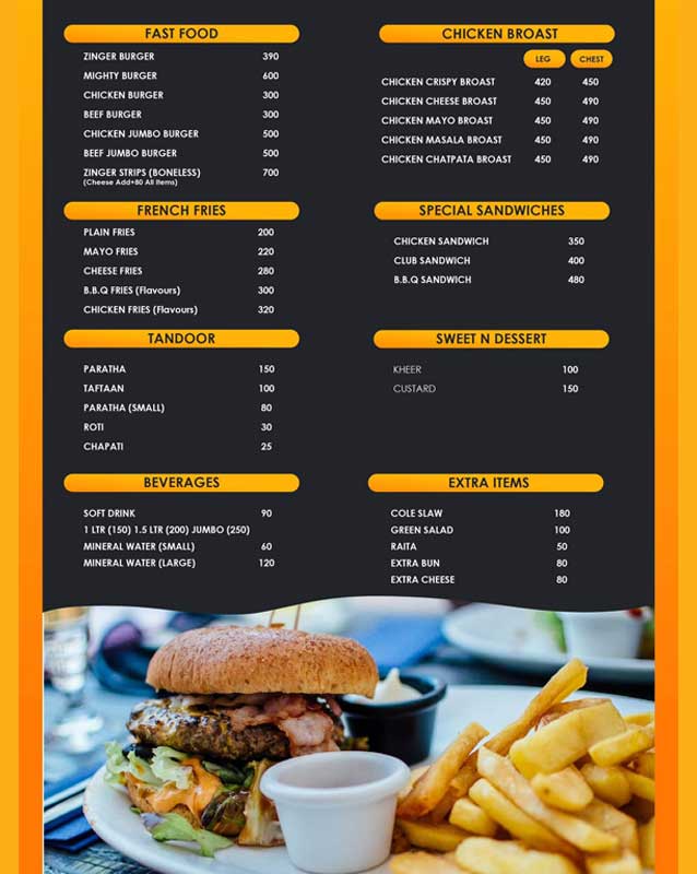 Haji Akhtar and Sons menu
