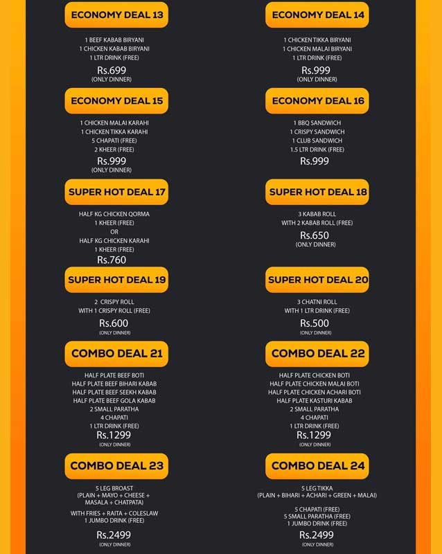 Haji Akhtar and Sons menu