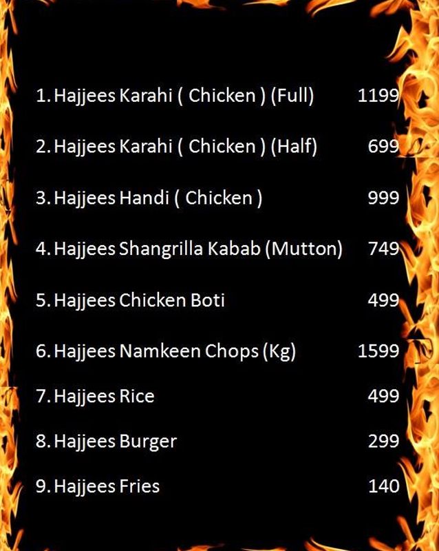 Hajjees Restaurant menu