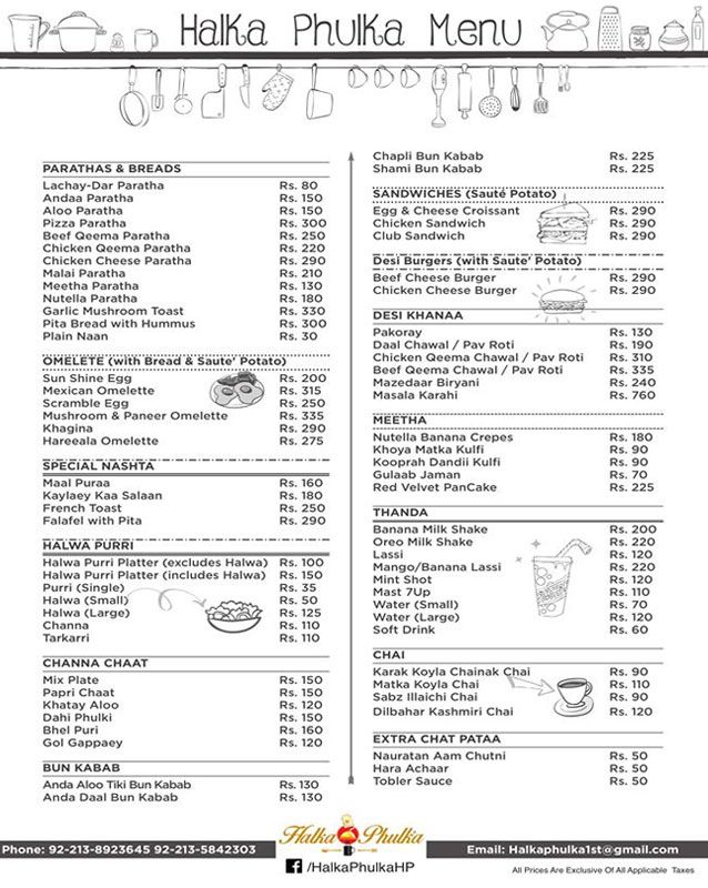 Halka Phulka menu
