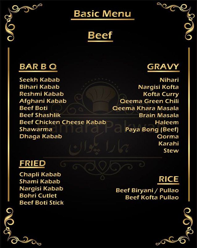 Hamara Pakwan menu