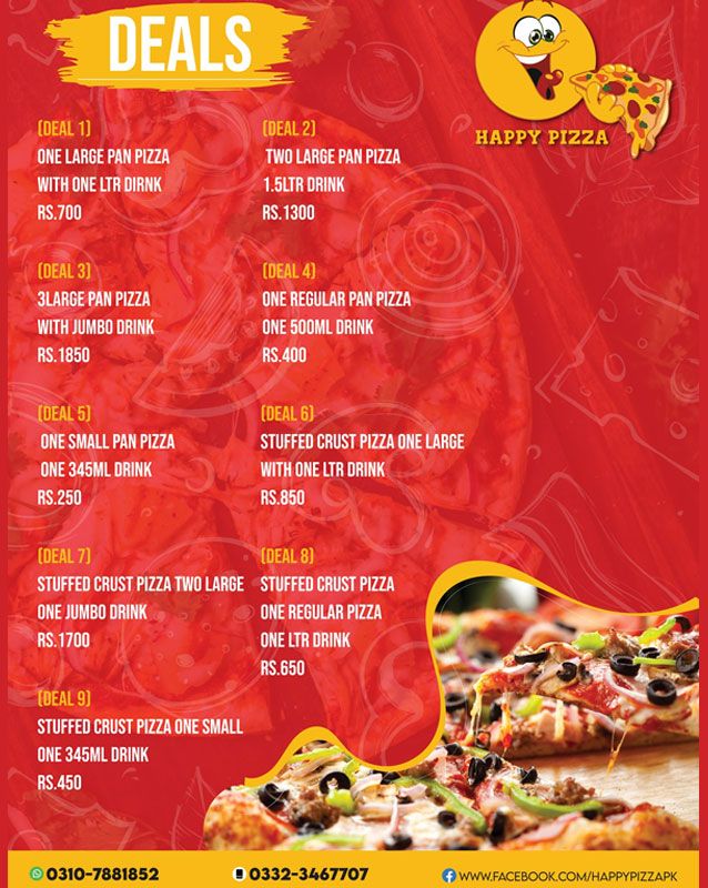 Happy Pizza menu