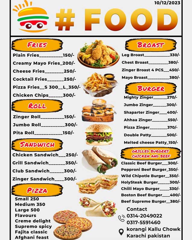 Hashfood menu
