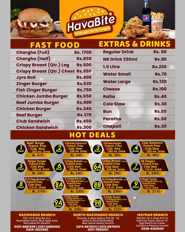 Havabite menu