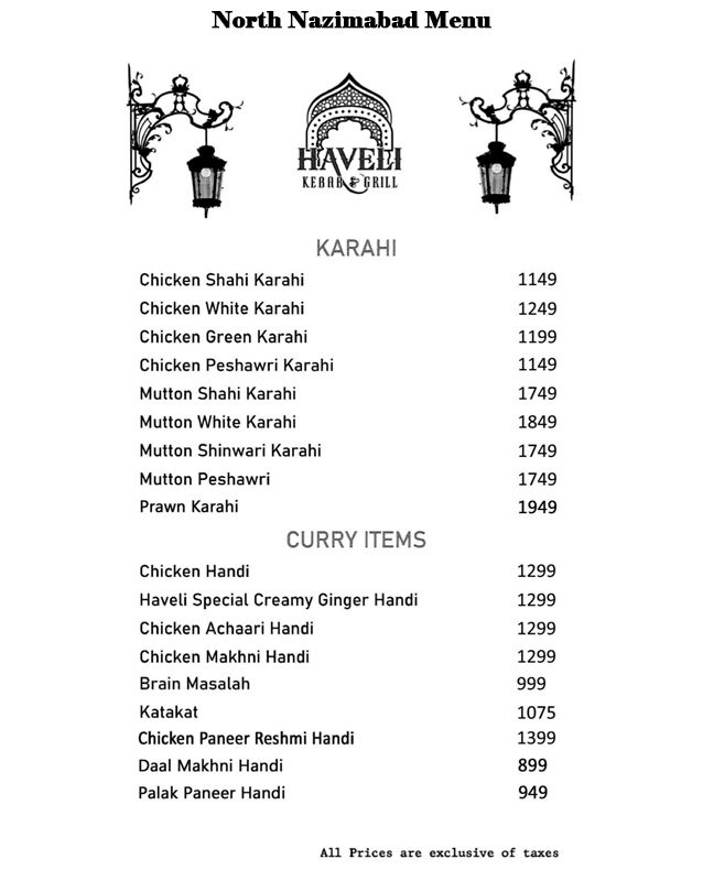 Haveli Kebab & Grill menu