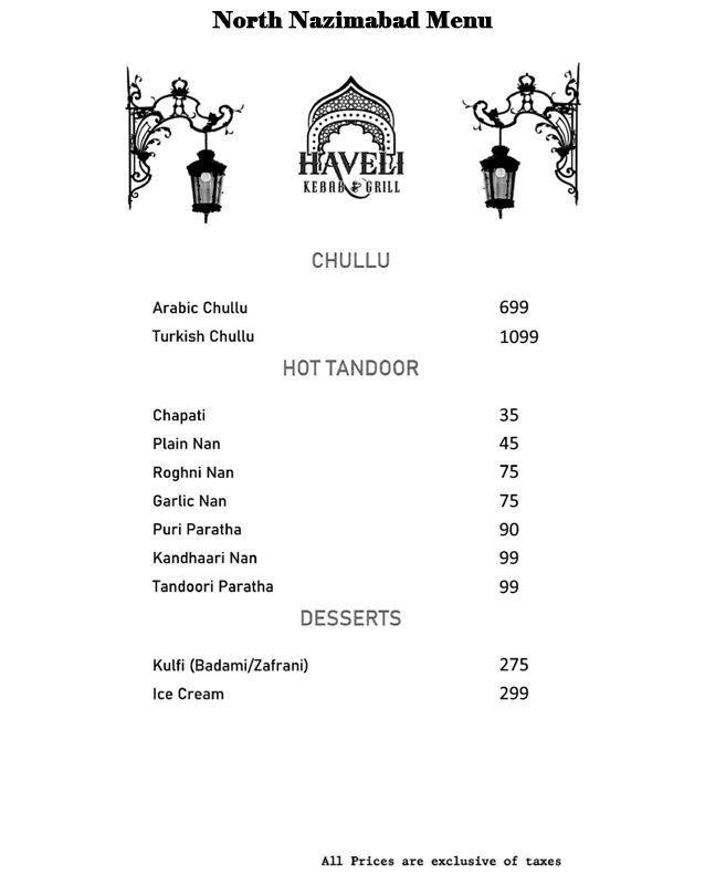 Haveli Kebab & Grill menu
