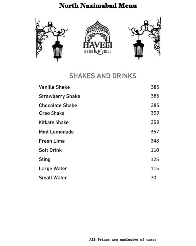 Haveli Kebab & Grill menu