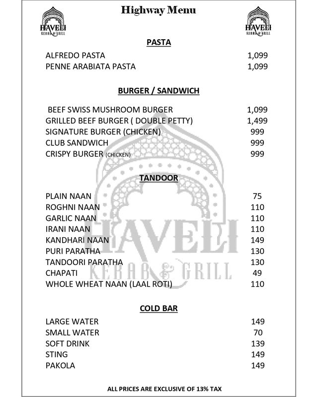 Haveli Kebab & Grill menu