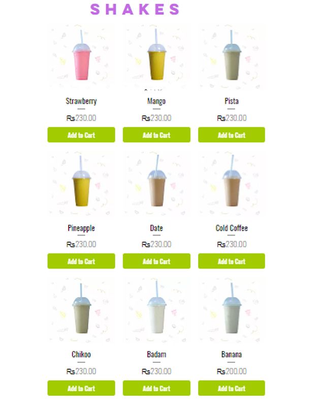 Healthy blends menu