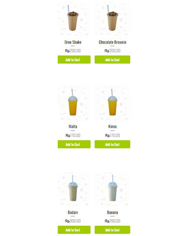 Healthy blends menu