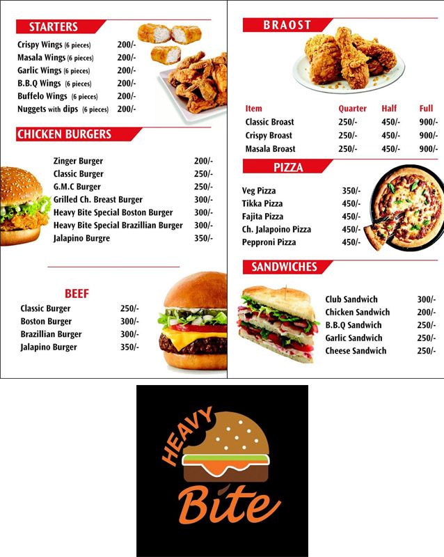 Heavy Bite menu