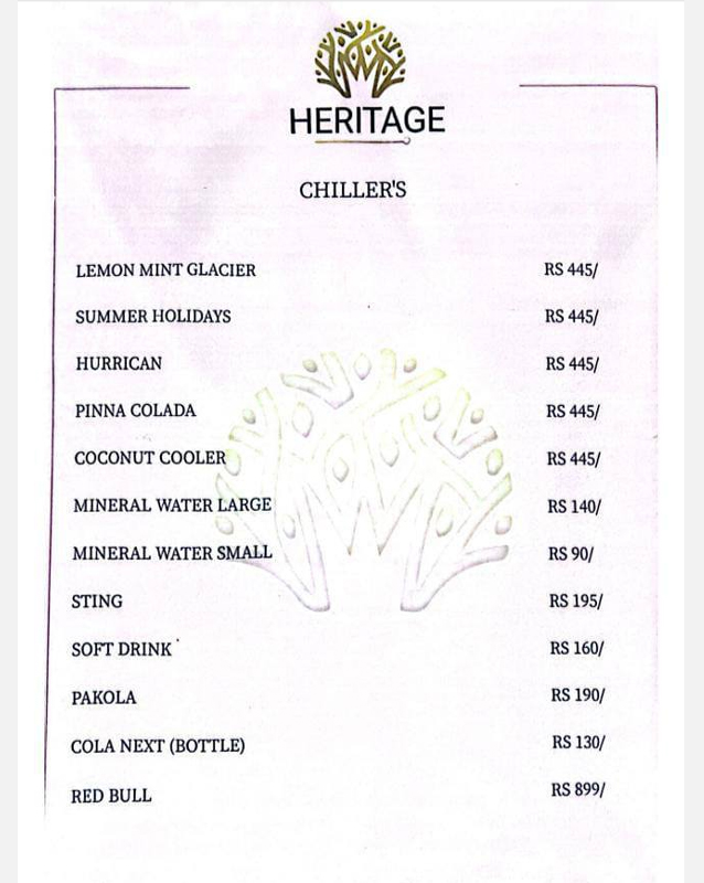 Heritage Highway  menu