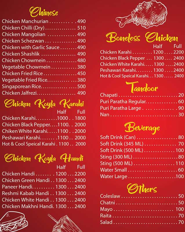 Hot & Cool Restaurant menu