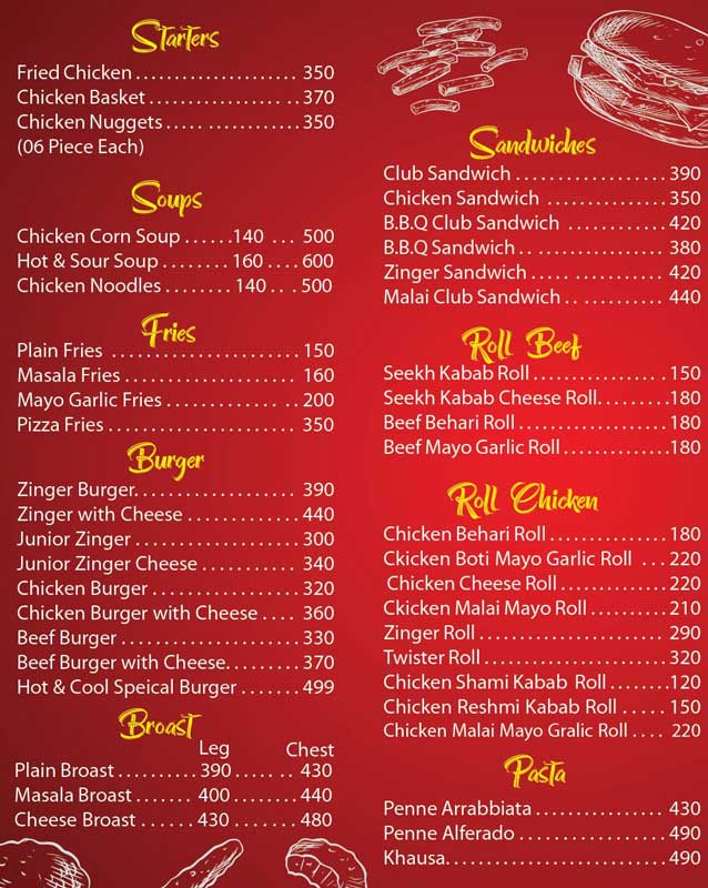 Hot & Cool Restaurant menu