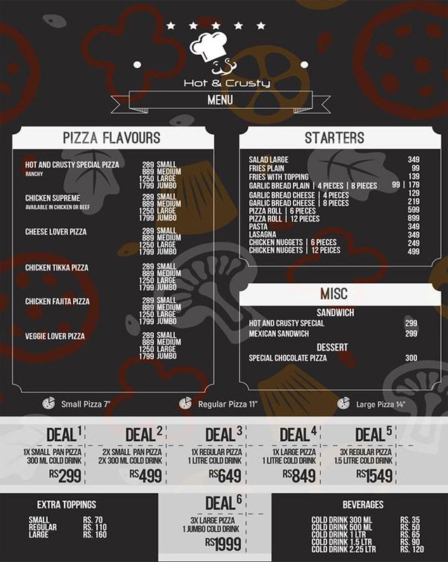 Hot And Crusty menu