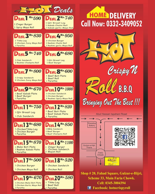 Hot n Crispy Roll menu