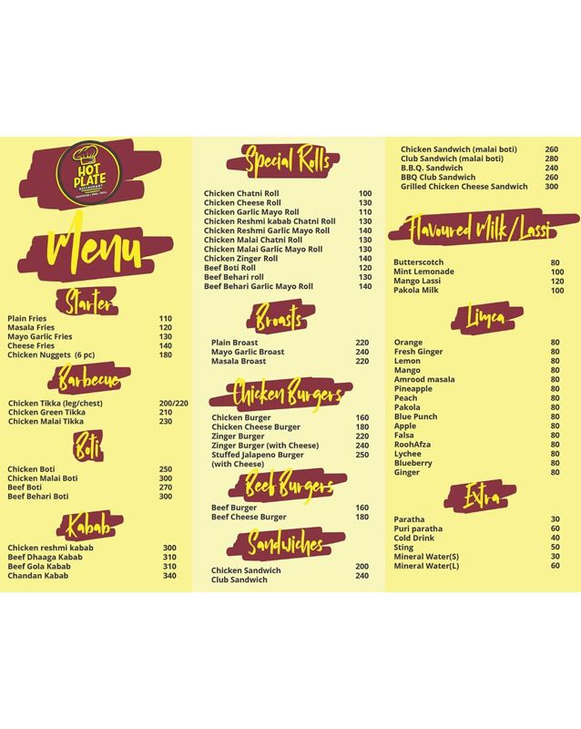 Hot Plate Karachi menu