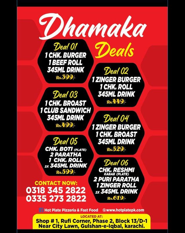 Hot Plate Pizzeria & Fast Food menu