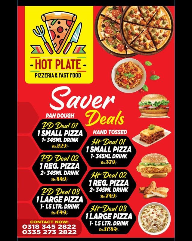Hot Plate Pizzeria & Fast Food menu