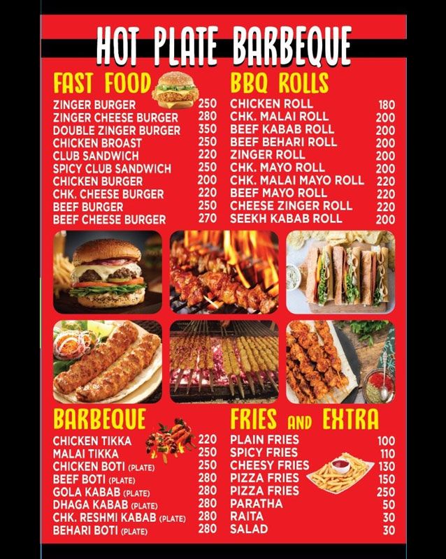 Hot Plate Pizzeria & Fast Food menu
