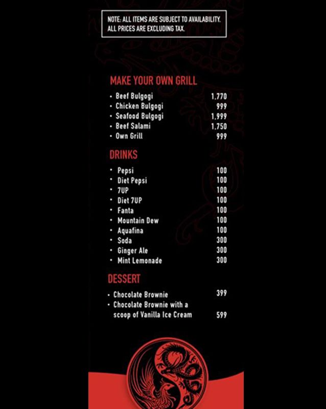 HotPot Tonight menu