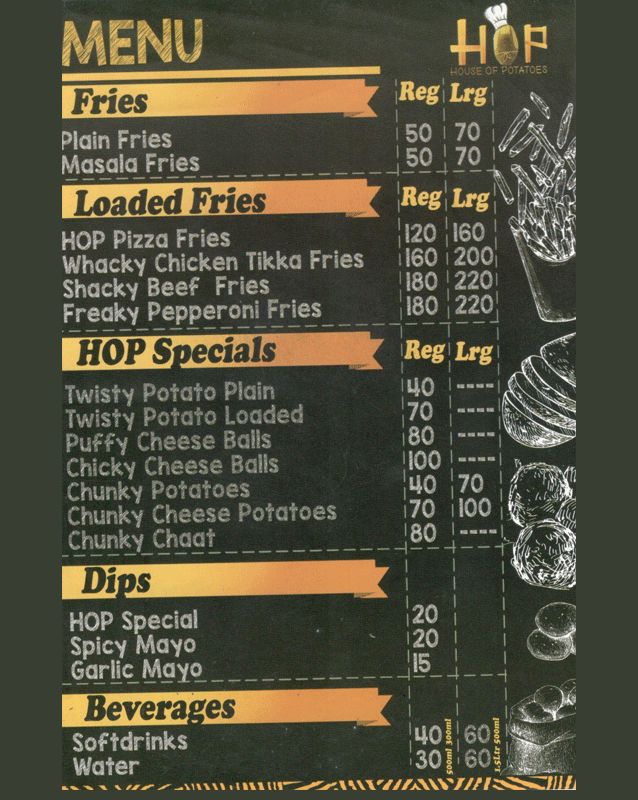 House Of Potatoes menu