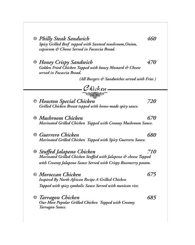 Houston Bistro menu