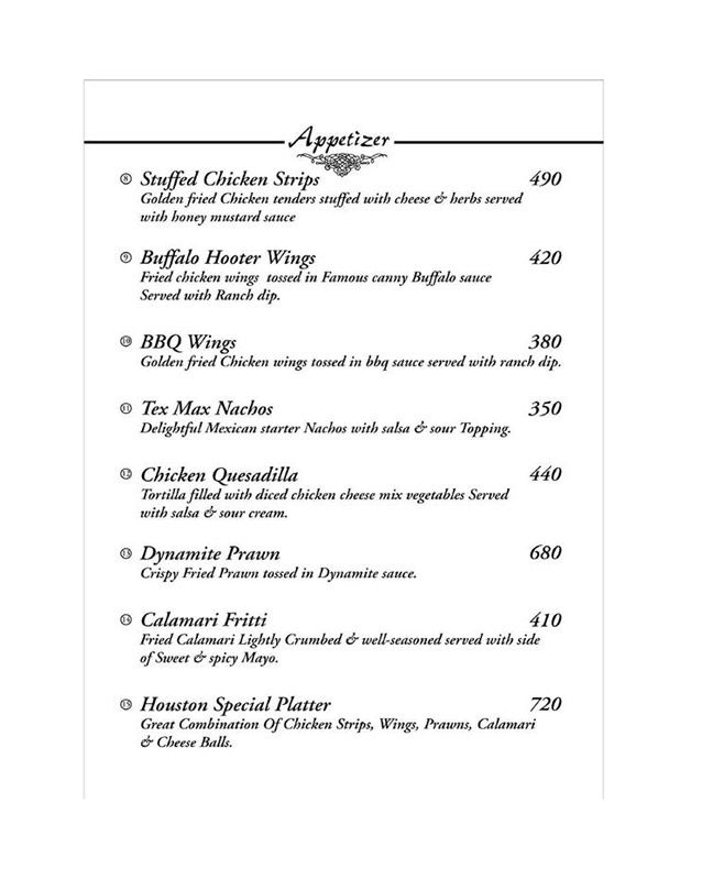 Houston Bistro menu