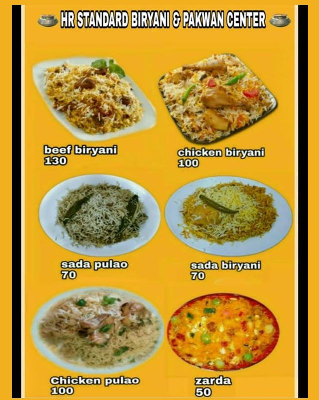 HR Standard Biryani menu