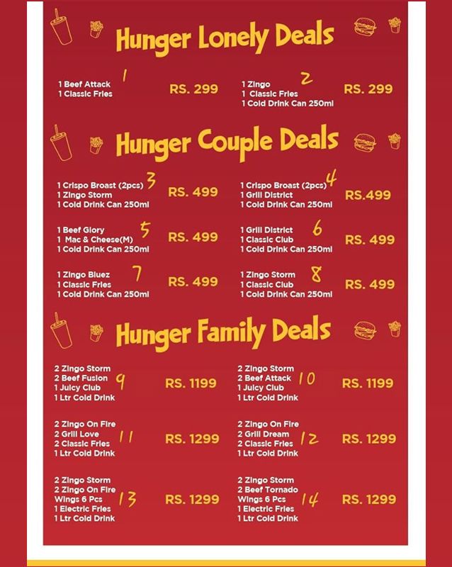Hunger Attack menu