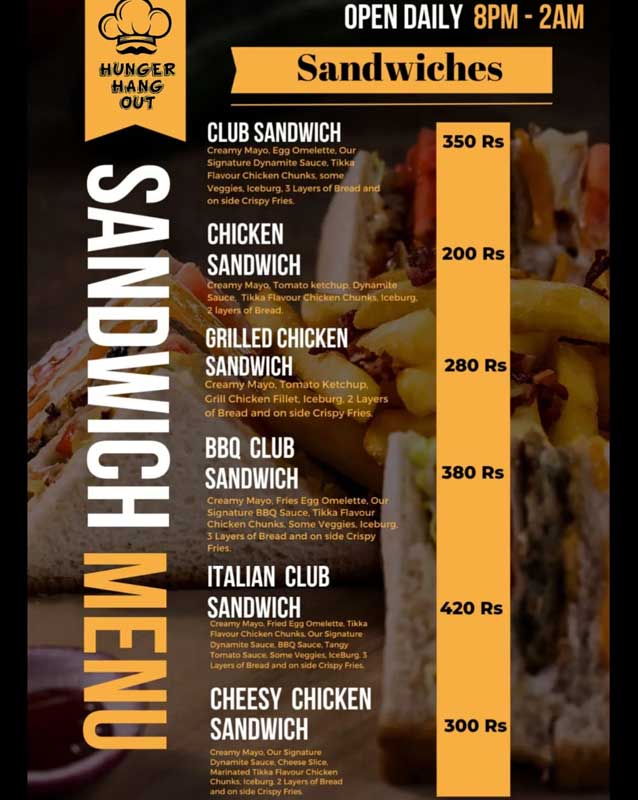 Hunger Hang out menu
